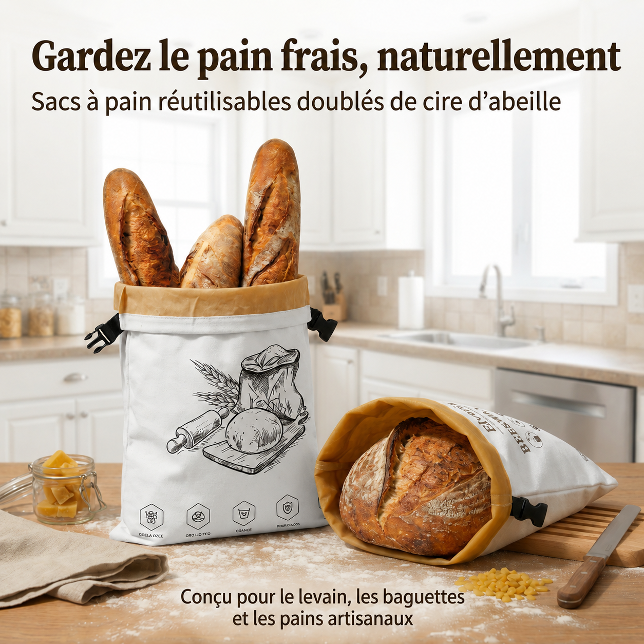 Le sac à pain naturel qui garde votre pain moelleux plusieurs jours