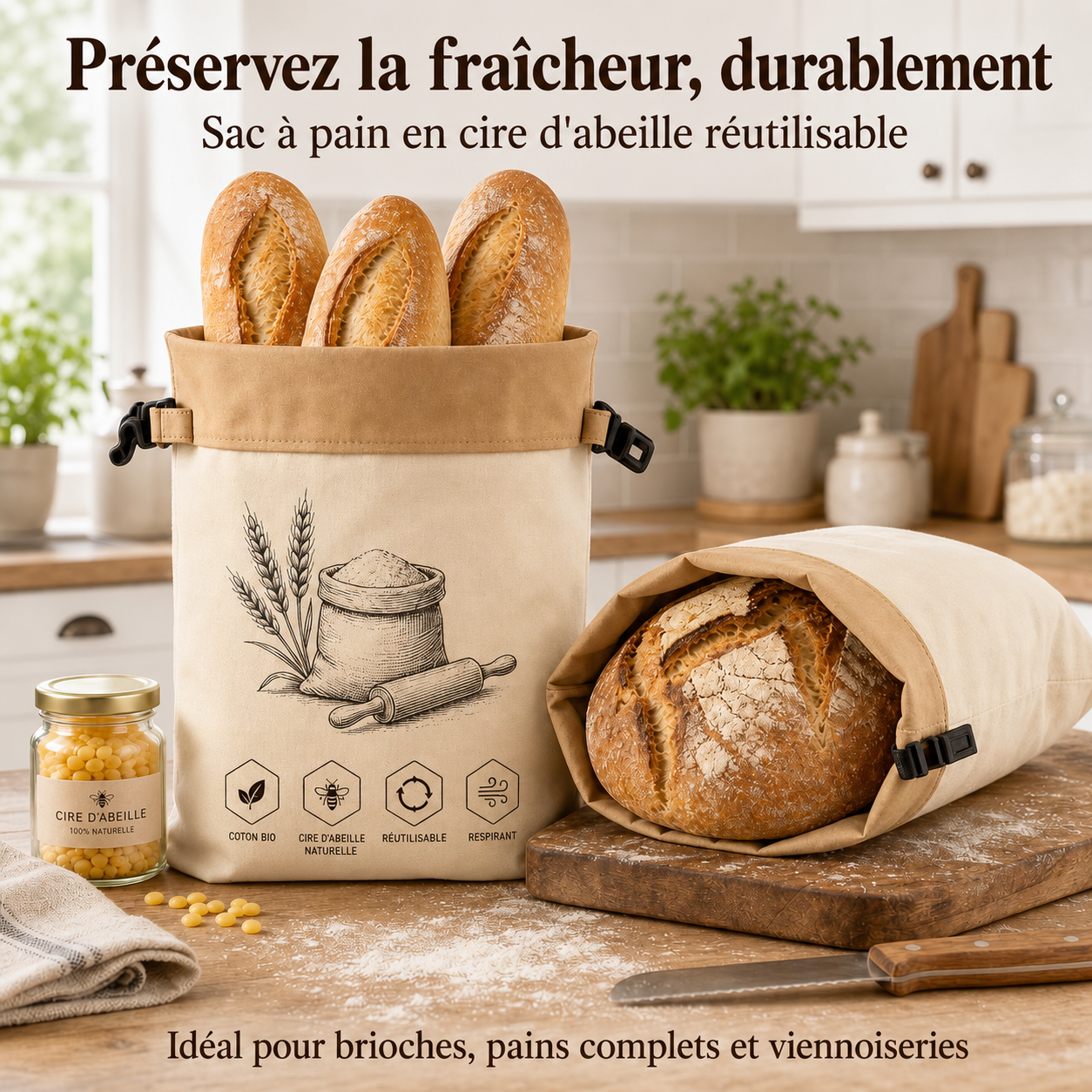 Le sac à pain naturel qui garde votre pain moelleux plusieurs jours